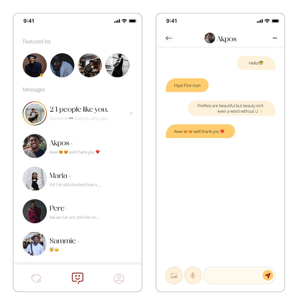 Chat screen and message list