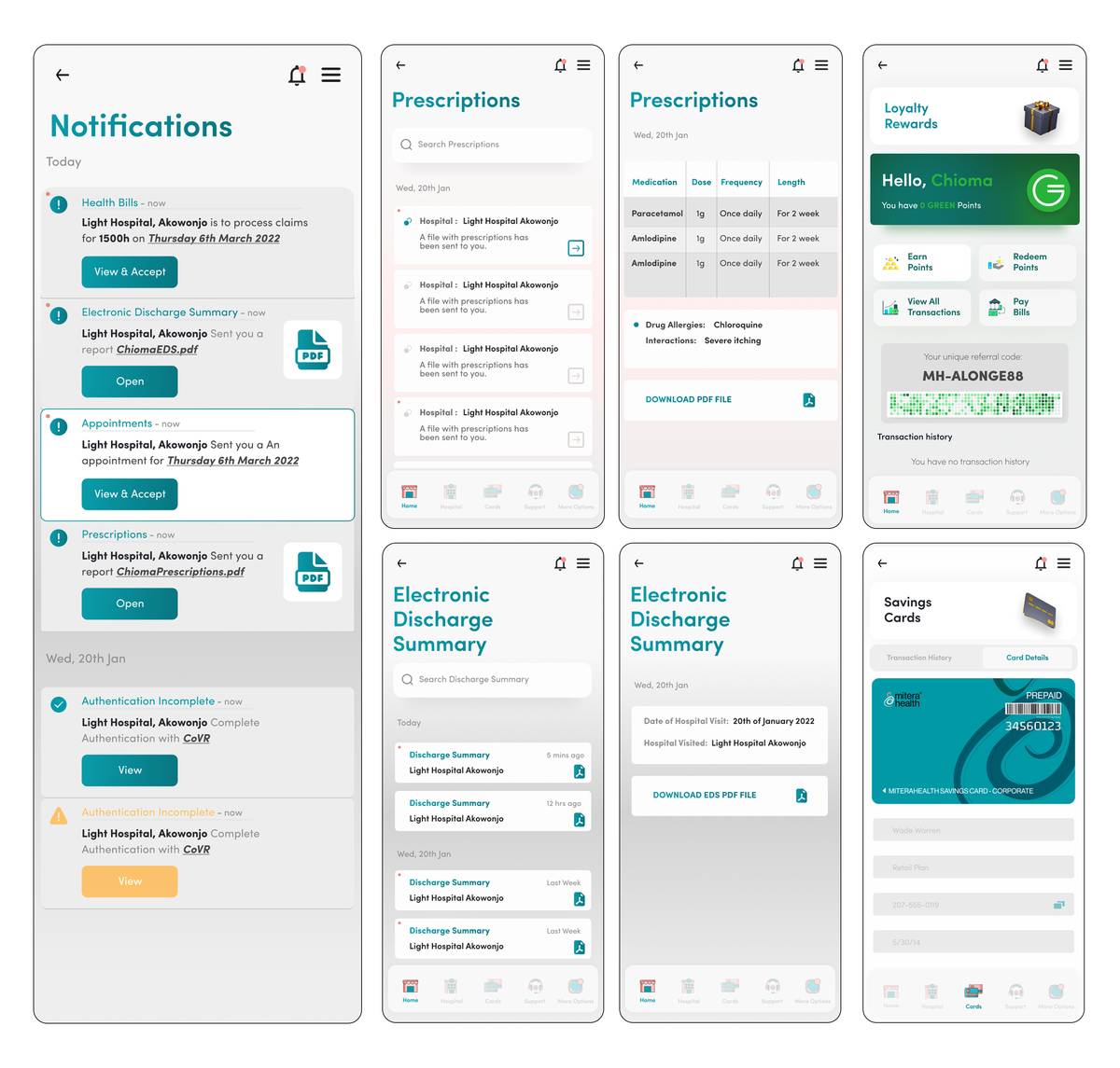 Notifications, prescriptions, health ID, and settings