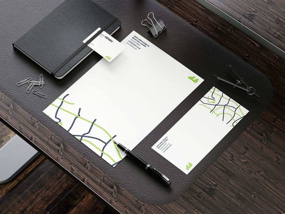 Stationery suite — letterhead, envelope, cards