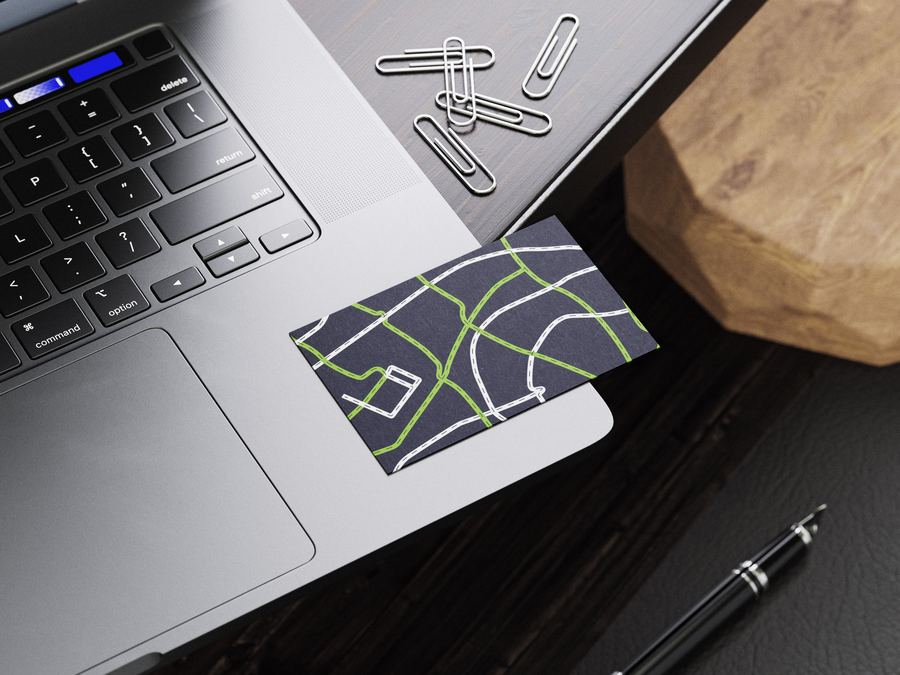 Business card back — road pattern
